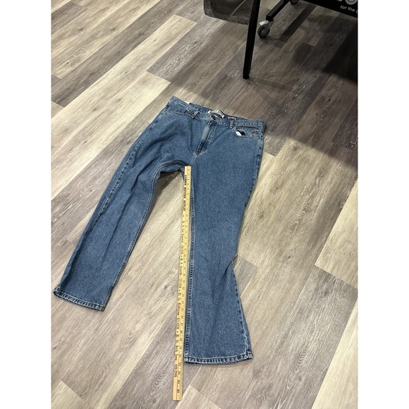 Harley Davidson Vintage Y2K Baggy Bootcut Medium Wash Jeans Embroidered 42x32 - Picture 5 of 10